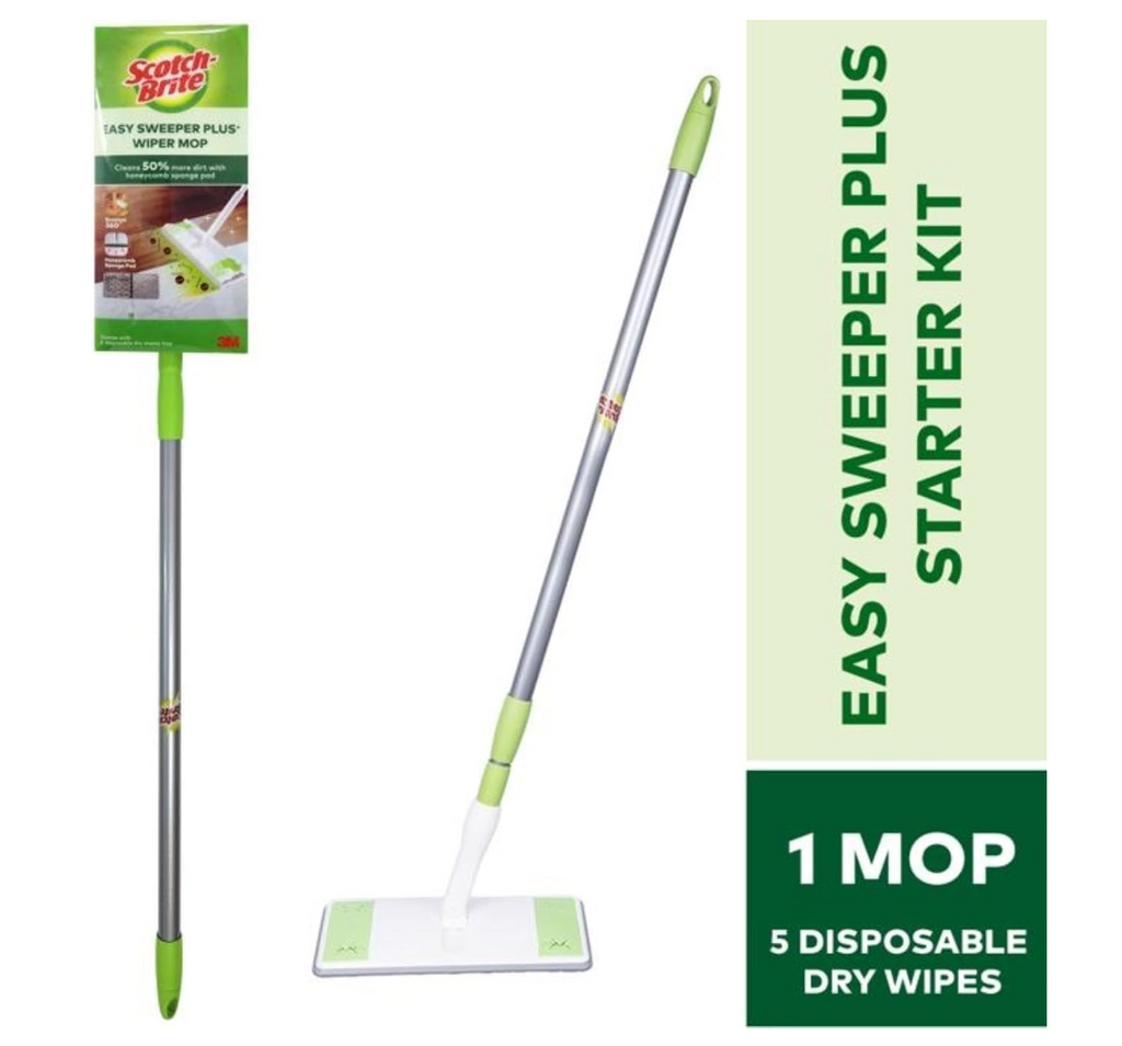 3M™ Scotch-Brite™ Easy Sweeper Plus Anti-Bacterial Paper Wiper Mop (Refill Available)