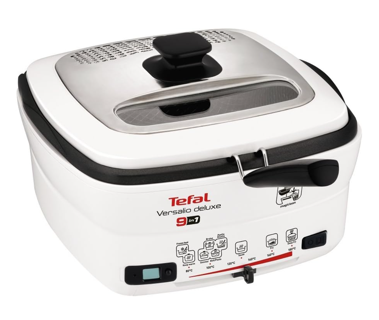 Tefal Versalio Deluxe FR4950-9-in-1 Multi-Cooker, 1460-1600W, 1kg Food Capacity, 80-180 degree adjustable temperature, 9 programs, White and Metal Main image