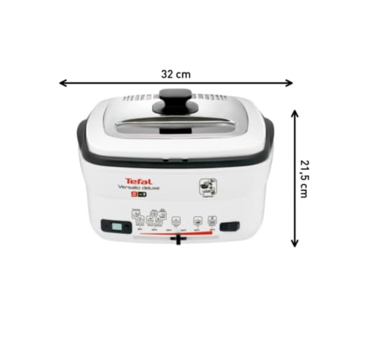 Tefal Versalio Deluxe FR4950-9-in-1 Multi-Cooker, 1460-1600W, 1kg Food Capacity, 80-180 degree adjustable temperature, 9 programs, White and Metal