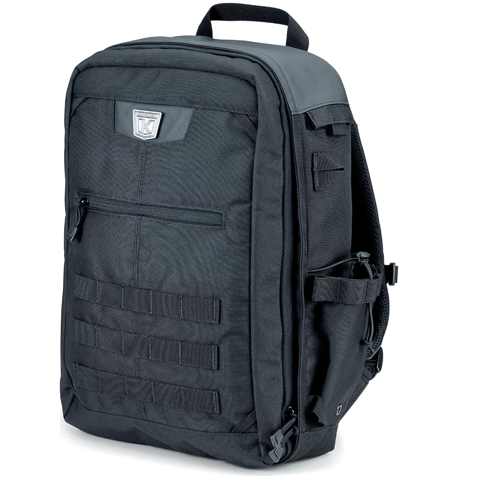 Kuryakyn 5257 Momentum Runaway Backpack: Weather Resistant Motorcycle Travel Luggage Bag with Mounting Straps and Waterproof Rain Cover, Black