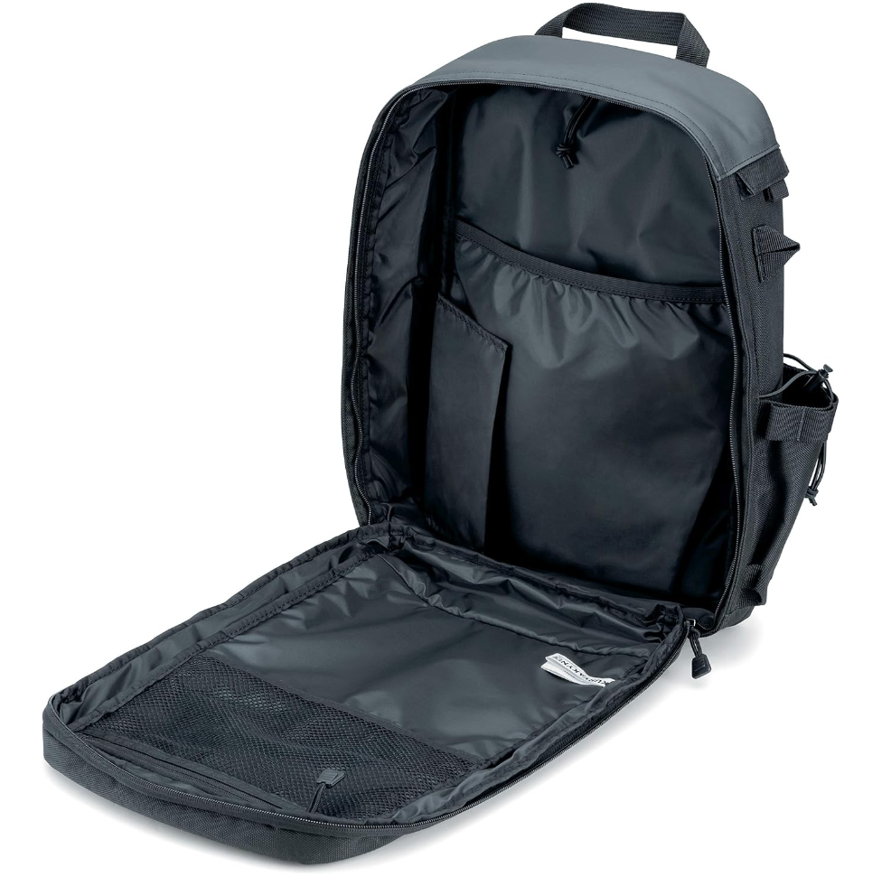 Kuryakyn 5257 Momentum Runaway Backpack: Weather Resistant Motorcycle Travel Luggage Bag with Mounting Straps and Waterproof Rain Cover, Black