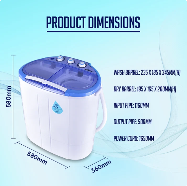 Power Pac PPW920 Washing Machine Mini White Purple