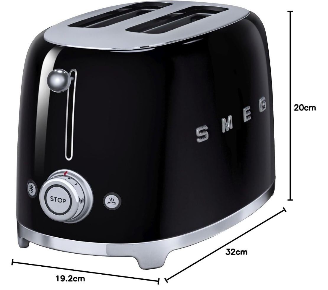 Smeg TSF01BLUK Retro Style 2 Slice Toaster - Black