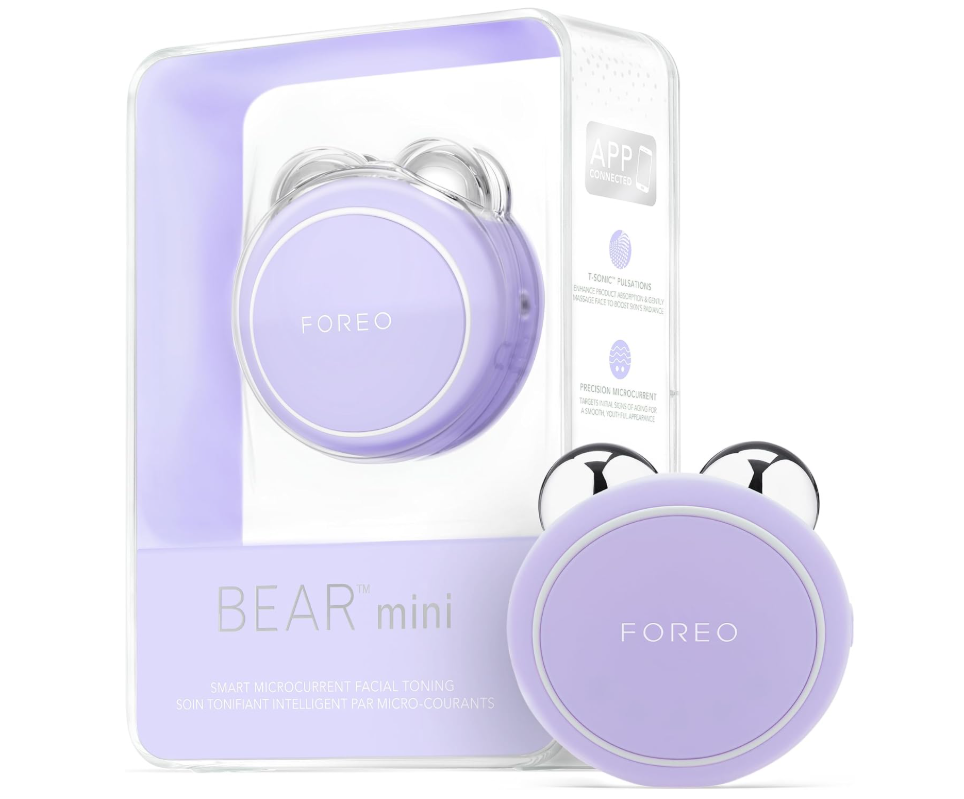 FOREO BEAR Mini Microcurrent Facial Device, Face Sculpting Tool, Instant Face Lift, Firm & Contour, Reduce Double Chin, Non-Invasive, Increases Absorption of Facial Skin Care Products, Lavander