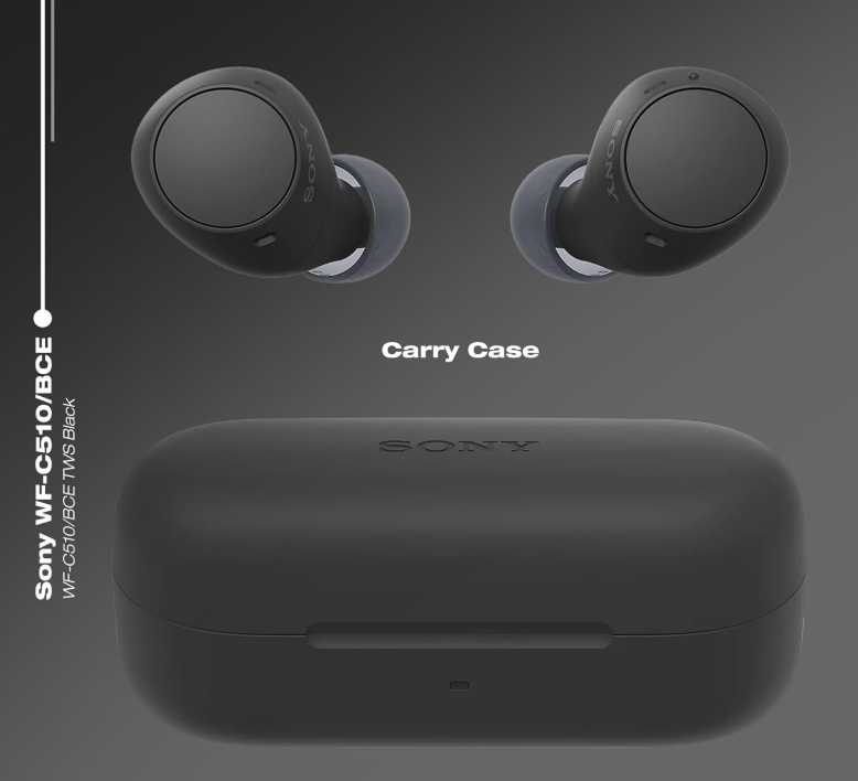 Sony WF-C510 Truly Wireless Earbuds – Small, Light, Bluetooth In Ear Headphones with Multipoint Connection, Ambient Sound, IPX4 Rating, Spotify Tap, Quick Charge, 22 HR Battery, iOS & Android - Black