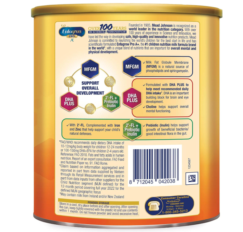 Enfagrow Pro A+ Stage 3 Milk Powder Formula for Children DHA+ (1-3Y) 800g