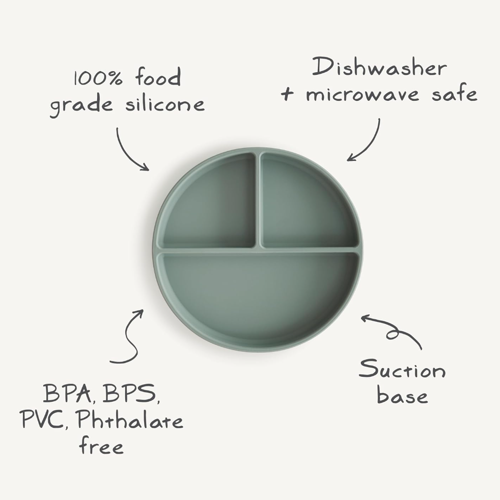 Mushie Silicone Suction Plate | Bpa-Free Non-Slip Design -Stone Color