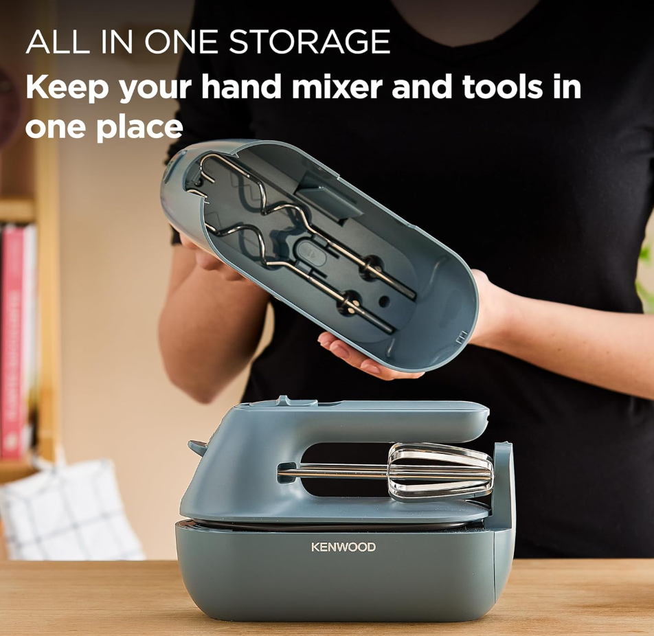 Kenwood QuickMix Go HMP40.000GY - Hand Mixer with 2 Attachments, 350W, Storm Blue