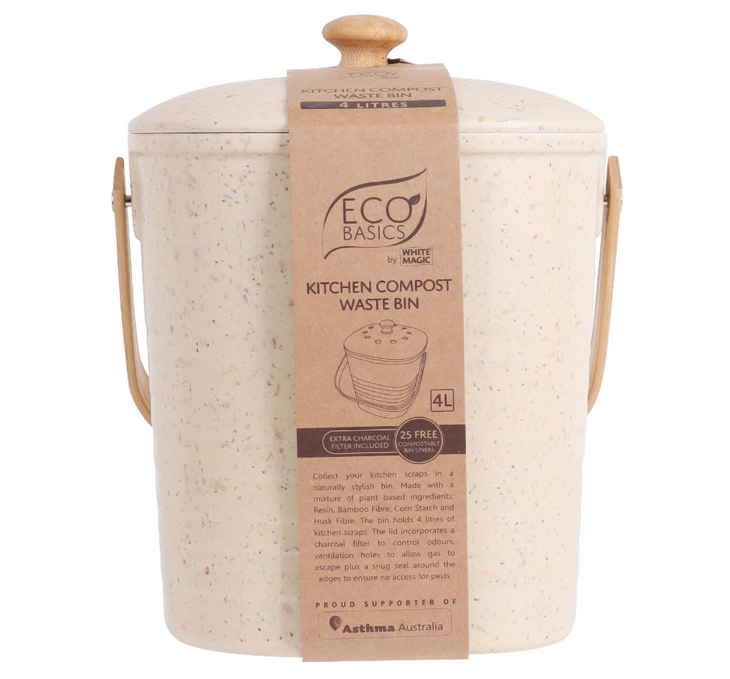White Magic Eco Basics Compost Kitchen Waste Bin - 4L - Pebble