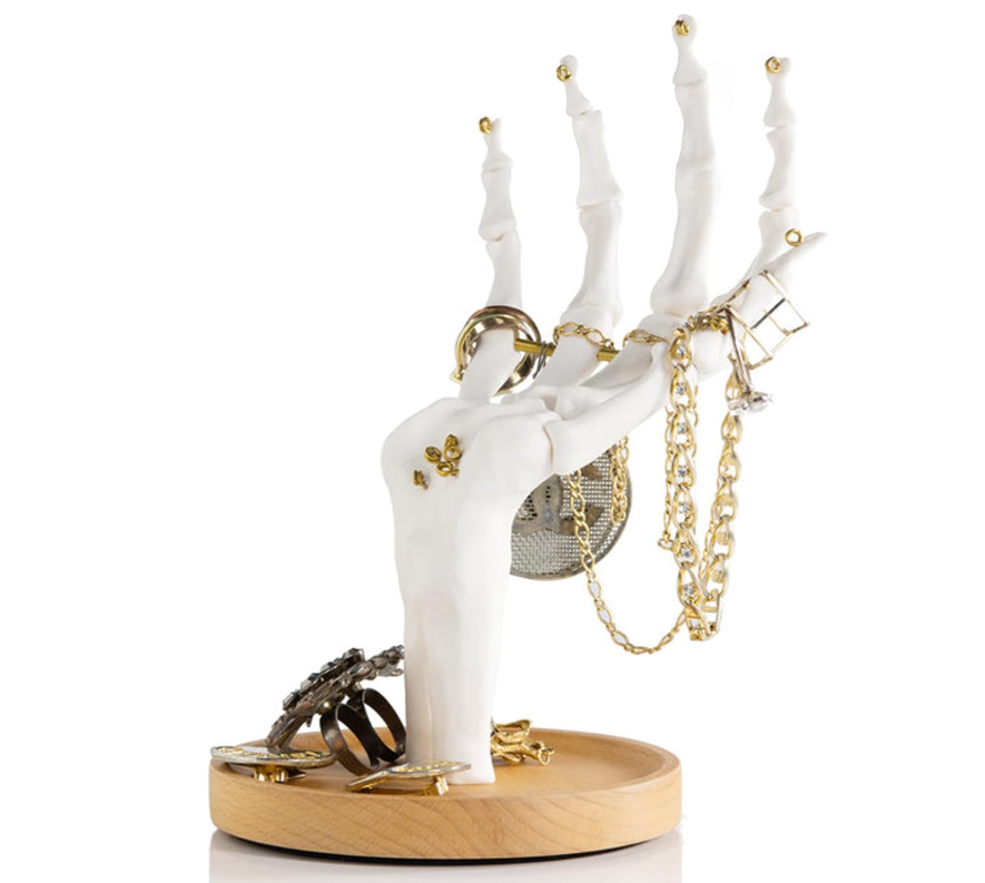 UK Skeleton Hand Ring Holder & Jewelry Stand Earring Organizer & Necklace Holder For Gothic Decor Halloween Decorations & Bedroom Accessories Bracelet Holder & Jewelry Organizer White Secondary image