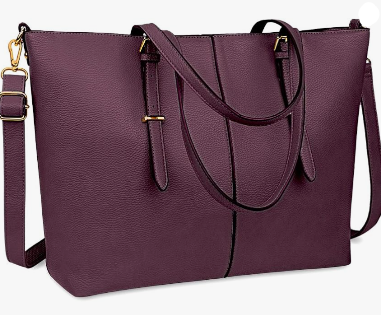 Laptop Tote Bag for Women 15.6 Inch Leather Computer Laptop Bag Office Work Bag