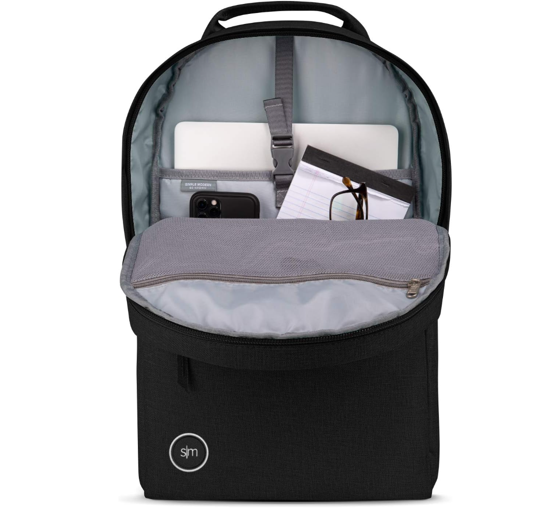 Simple Modern Backpack with Laptop Compartment Sleeve for Women, Men, College, School, Work- Travel Bag, 25 Liter Legacy -Midnight Black