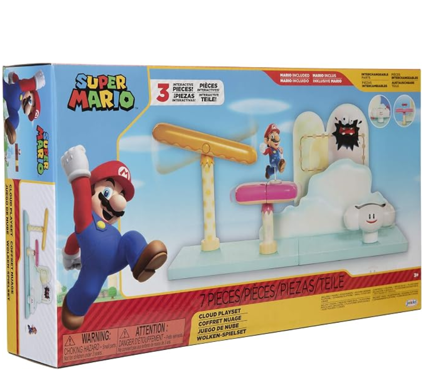 SUPER MARIO Cloud World Diorama Set with 2.5" Running Mario Action Figure