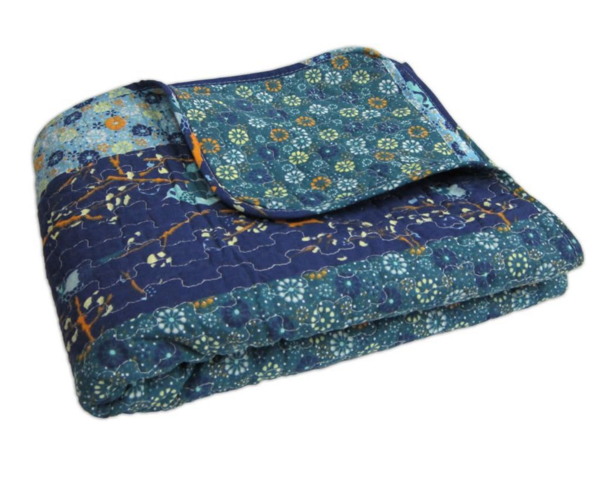 Lush Decor Royal Empire Reversible Cotton Throw Blanket, 50" W x 60" L, Peacock