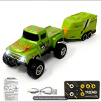 Mini Remote-Controlled Diecast 4WD with Trailer