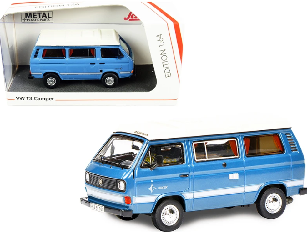 Volkswagen T3 Joker Camper Bus Light Blue with White Top 1/64