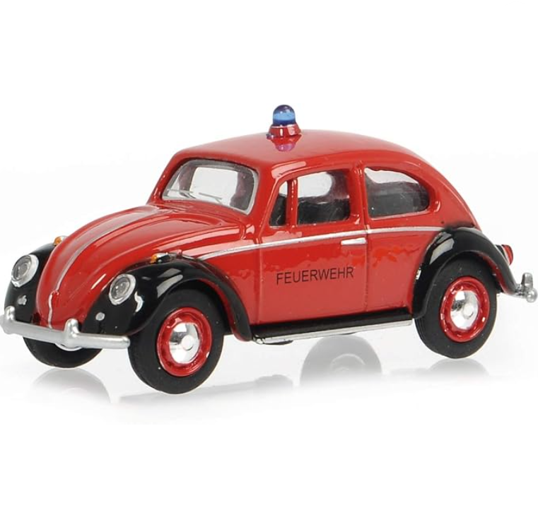 Schuco 452022600 VW Beetle Fire Brigade Model Car 1:64 Scale Red/Black
