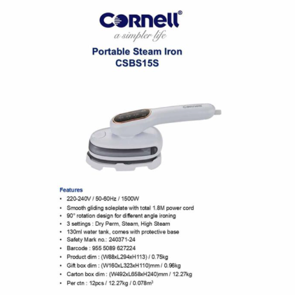 Cornell CSBS15S Portable Steam Iron 1500W