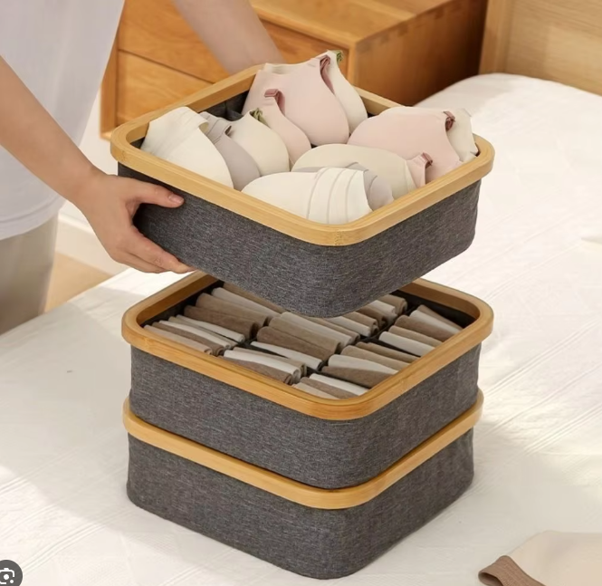 4-Compartment Storage Box - Bamboo Ring