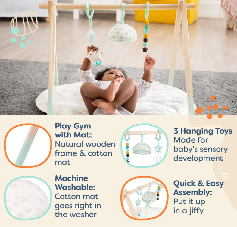 B. toys B. WOODEN BABY PLAY GYM AND MAT