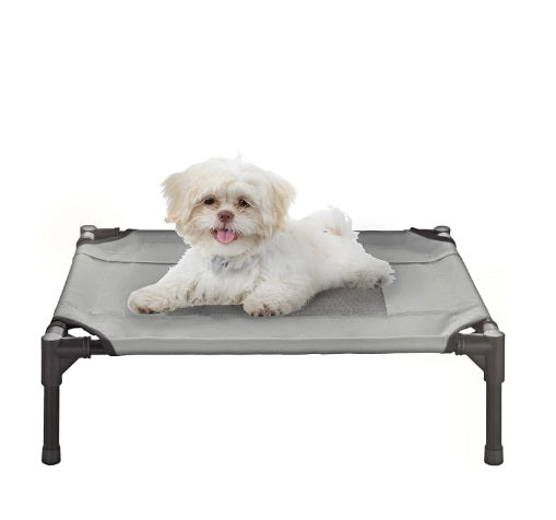 PETMAKER Elevated Dog Bed - 24.5x18.5-Inch Portable Pet Bed with Non-Slip Feet - Indoor/Outdoor Dog Cot or Puppy Bed for Pets up to 25lbs (Gray)
