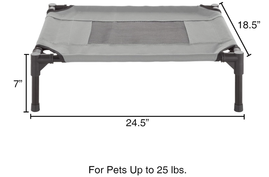 PETMAKER Elevated Dog Bed - 24.5x18.5-Inch Portable Pet Bed with Non-Slip Feet - Indoor/Outdoor Dog Cot or Puppy Bed for Pets up to 25lbs (Gray)