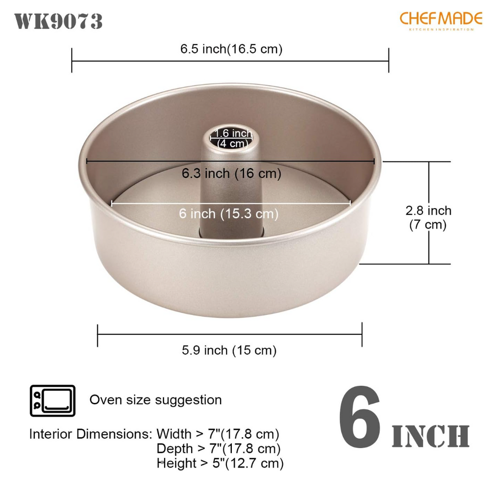 CHEFMADE WK9073 Angel Food Pan with Removable Bottom, 6"