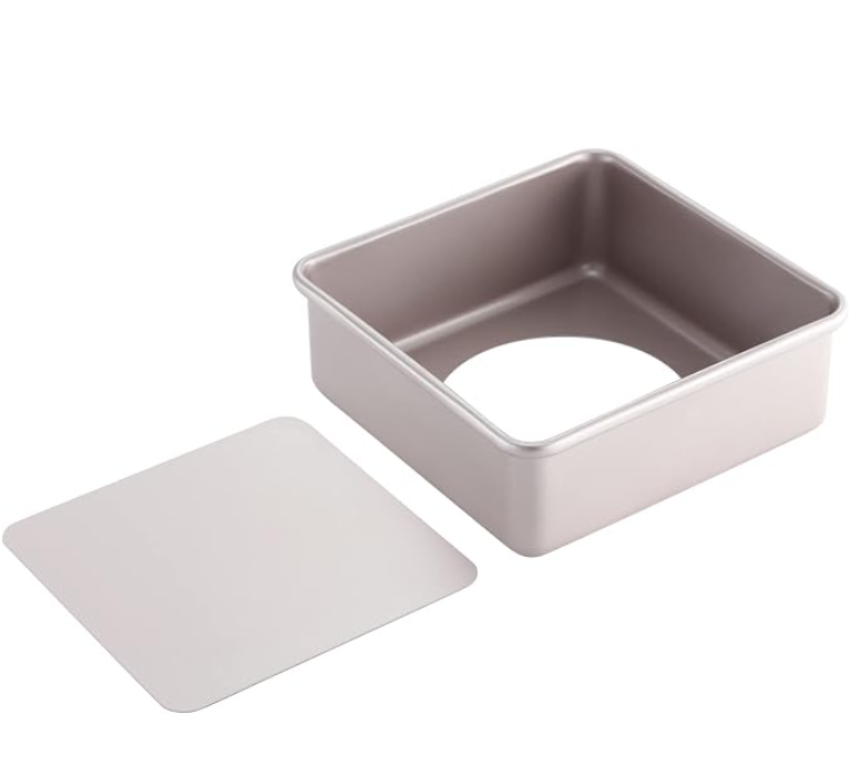 CHEFMADE Square Cake Pan, 8-Inch Deep Dish with Removable Loose Bottom Non-Stick Square Bakeware for Oven Baking