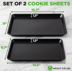 NutriChef Baking Sheet Pan Set, Non-Stick Cookie Sheets for Oven, 2-Piece Premium Large & Medium Size Baking Trays, Stackable & Durable