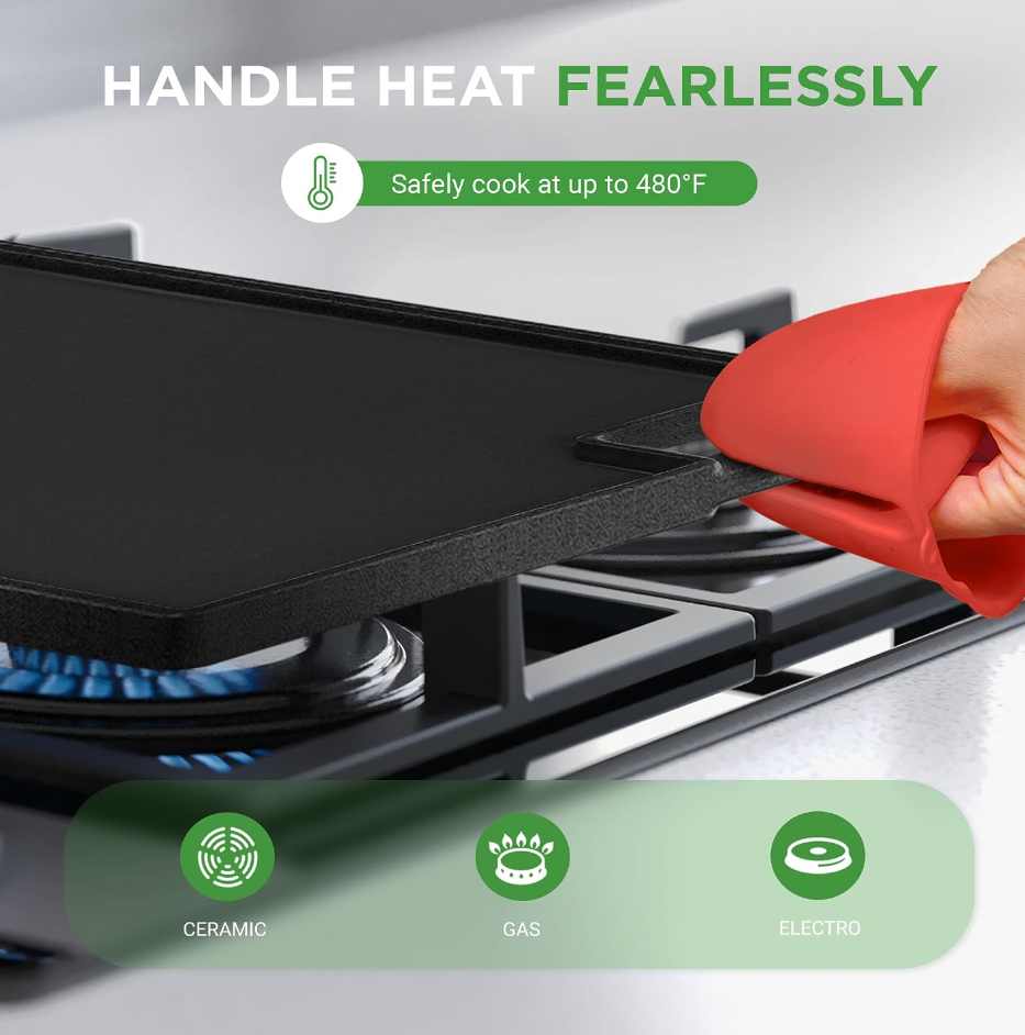NutriChef Cast Iron Reversible Grill Plate - 18 Inch Flat Cast Iron Skillet Griddle Pan Secondary image