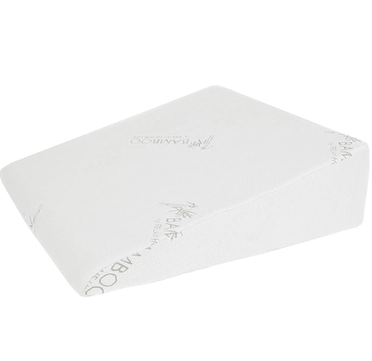7.5 Inch Bed Wedge Pillow for Acid Reflux, 1.5 Inch Memory Foam Top with Bamboo Cover, 25" W x 26" L x 7.5" H, White