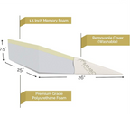 7.5 Inch Bed Wedge Pillow for Acid Reflux, 1.5 Inch Memory Foam Top with Bamboo Cover, 25" W x 26" L x 7.5" H, White