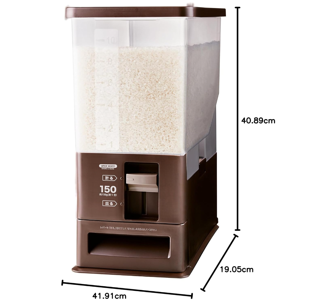 Asvel 7503-BRW Unix Measure Rice Stocker 12, 12kg Brown
