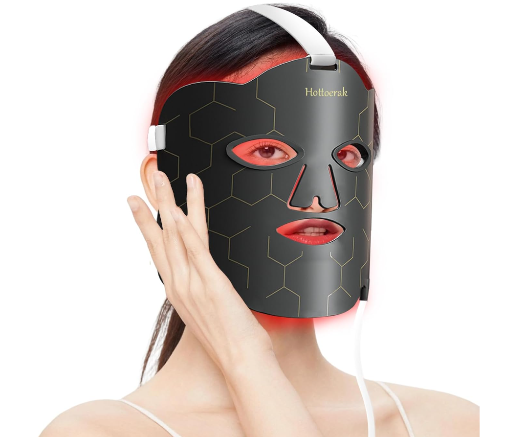 Hottoerak Red Light Therapy for Face, Portable and Soft LED Face Mask Light Therapy