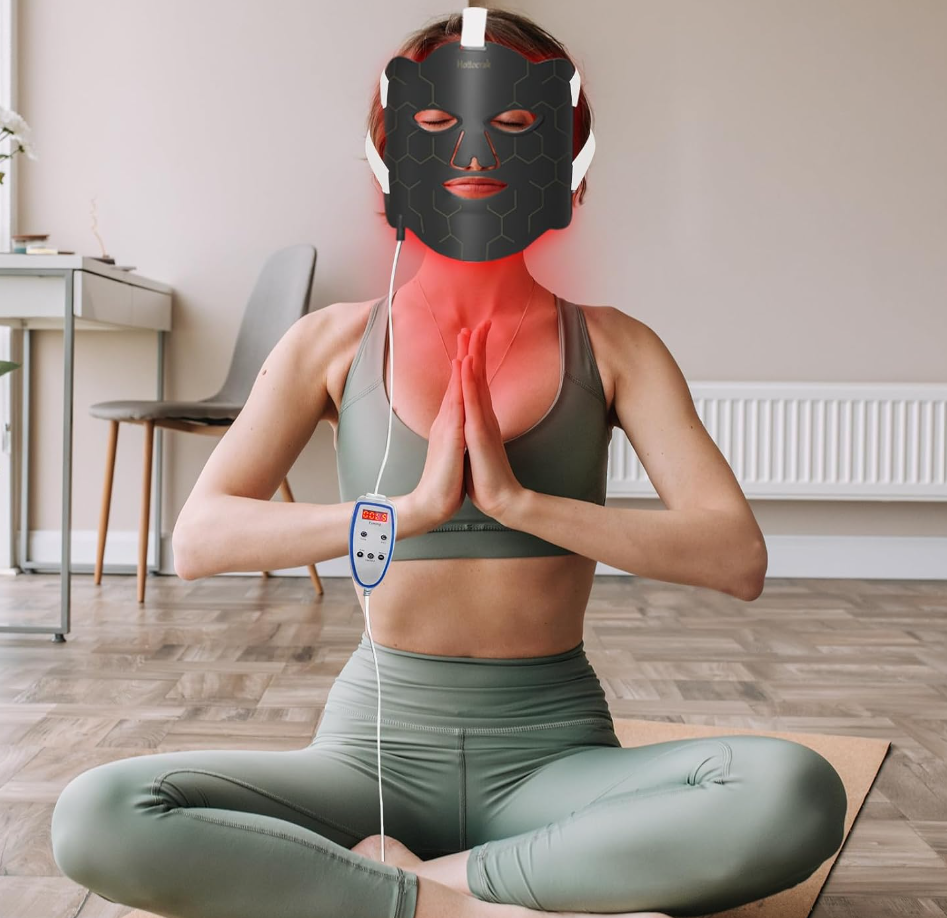 Hottoerak Red Light Therapy for Face, Portable and Soft LED Face Mask Light Therapy