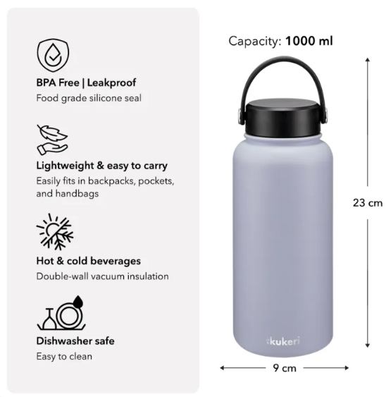 Kukeri 1000ml Double Wall Vacuum Bottle