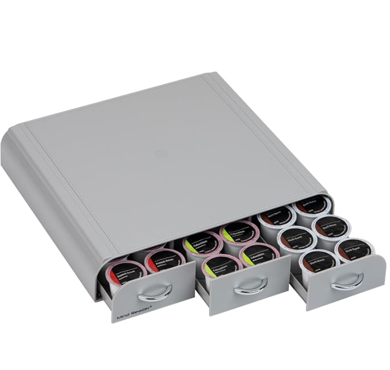 Mind Reader 'Anchor' Triple Drawer K-Cup Dolce Gusto, Cbtl, Single Serve Coffee Pod Holder 12.87 X 13.46 X 2.87 Tray6-Gry Main image