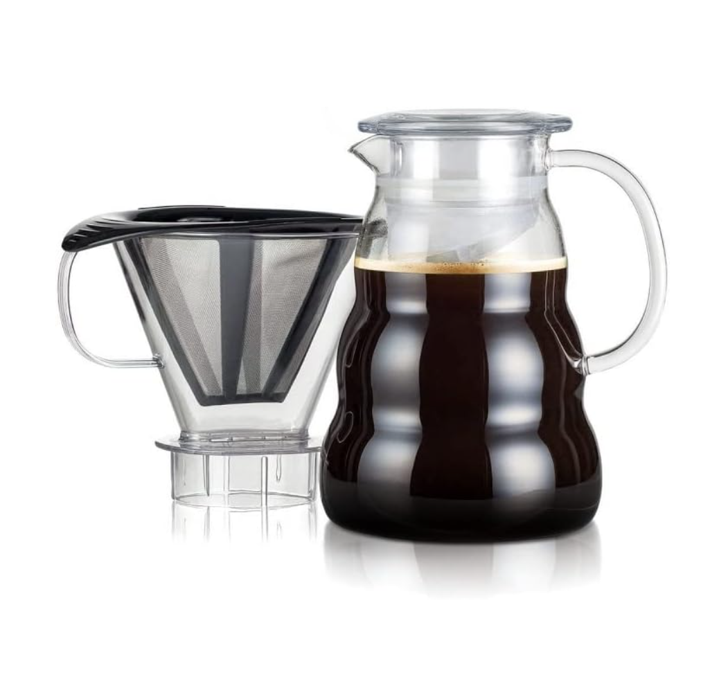 Bodum Permanent Fine Mesh Coffee Maker Stainless Steel Transparent with Tritan Filter Holder,1L