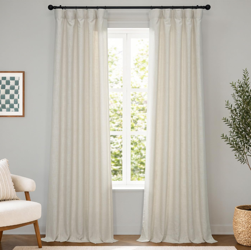 HPD Half Price Drapes FHLCH-VET200210-120 Linen Curtain 1 Panel Cream