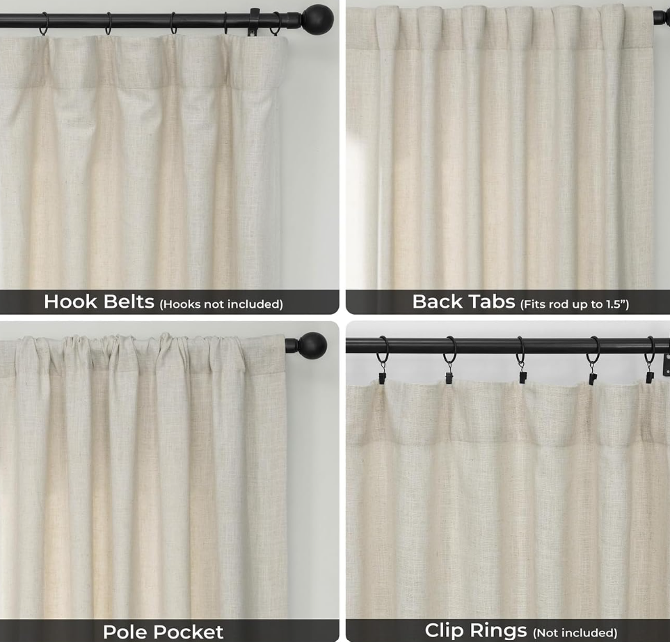 HPD Half Price Drapes FHLCH-VET200210-120 Linen Curtain 1 Panel Cream