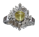 Ring-Pt900 Chrysoberyl Cat's eye Diamond Ring