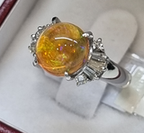 Ring-Pt900 Mexician Fire Opal Diamond