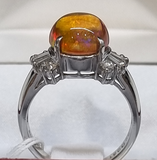 Ring-Pt900 Mexician Fire Opal Diamond