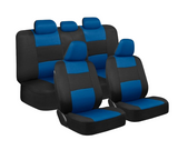 BDK PolyPro Car Seat Covers Full Set in Blue on Black – Front and Rear Split Bench Car Seat Cover, Easy to Install, Interior Covers for Auto Truck Van SUV