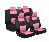 BDK PolyPro Pink Car Seat Covers for Women Full Set – Front and Rear Split Bench Car Seat Cover, Easy Install with Two-Tone Accent, Interior Covers for Auto Truck Van SUV