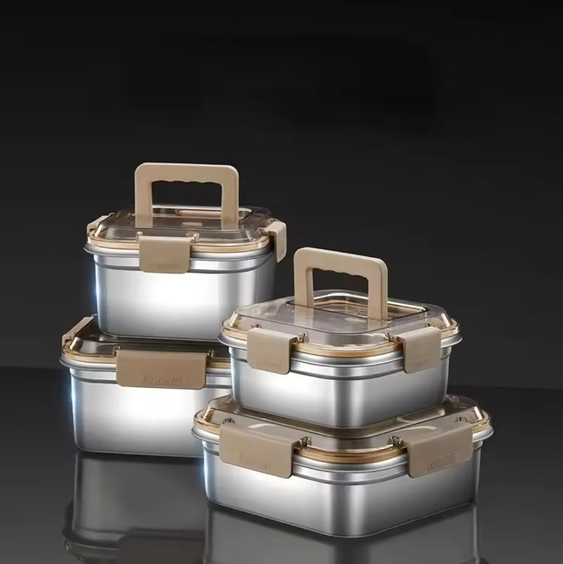 4pc Stainless Steel Food Container Set Secondary image