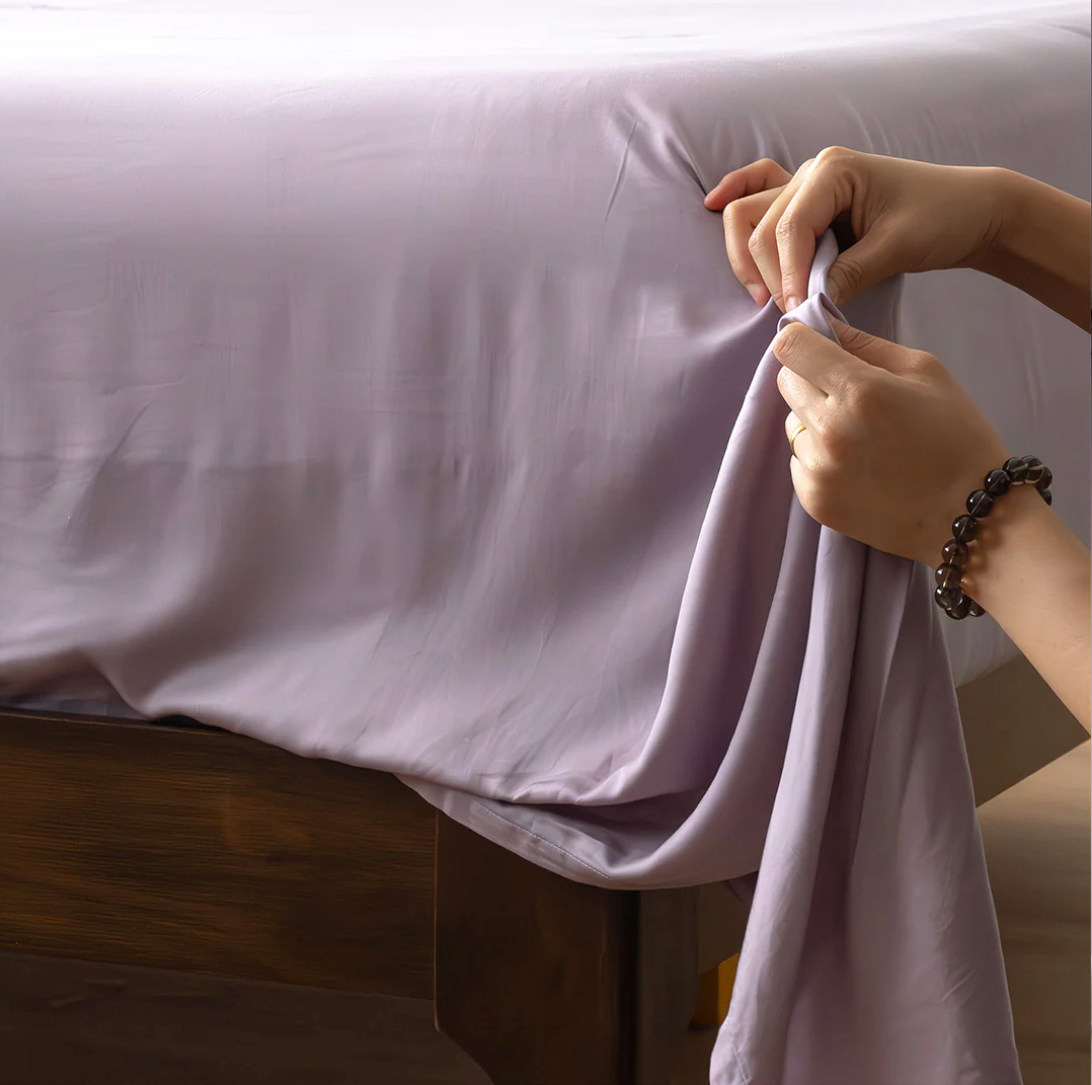 Weavve Home Lyocell Flat Sheet King Size Lilac Mauve