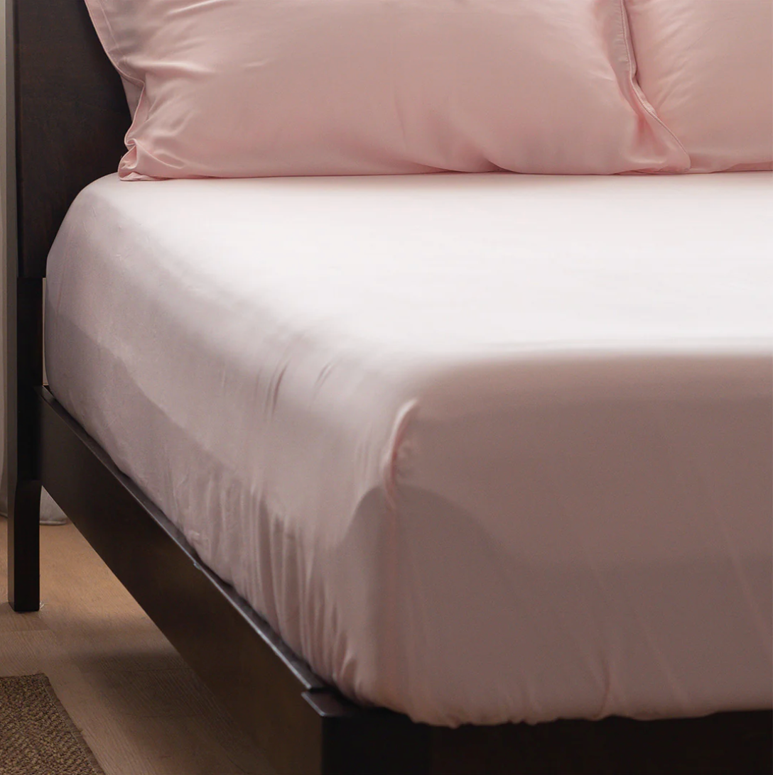 Weavve Home Signature Tencel Fitted Sheet California King Size Blush Pink