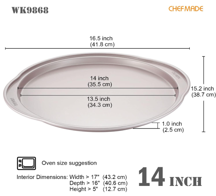 CHEFMADE WK9868 Non-Stick Pizza Pan, 14"