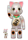 Medicom Toy NY@BRICK Manekineko Lucky Cat 100% And 400% Clear Plating Set